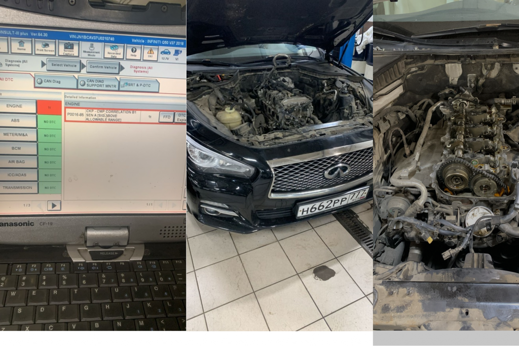 Ошибка P0016-85 по фазам ГРМ на автомобиле Infiniti Q50 (2.0T)